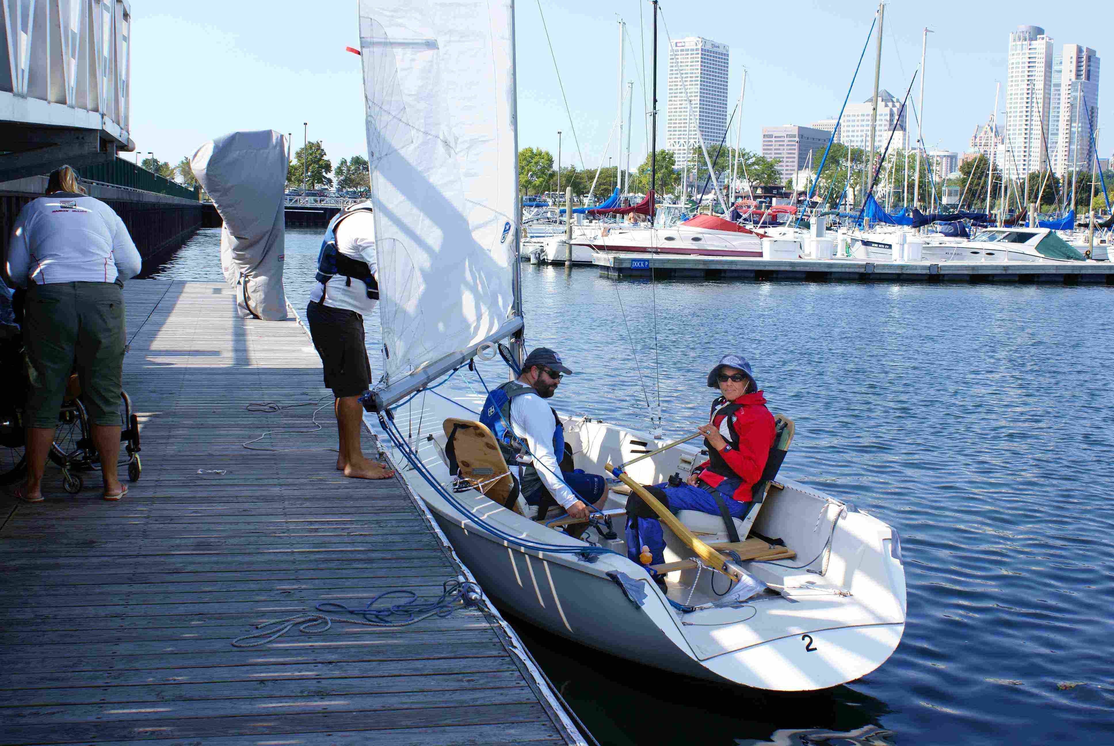 Racing Sailors Ready in Boat